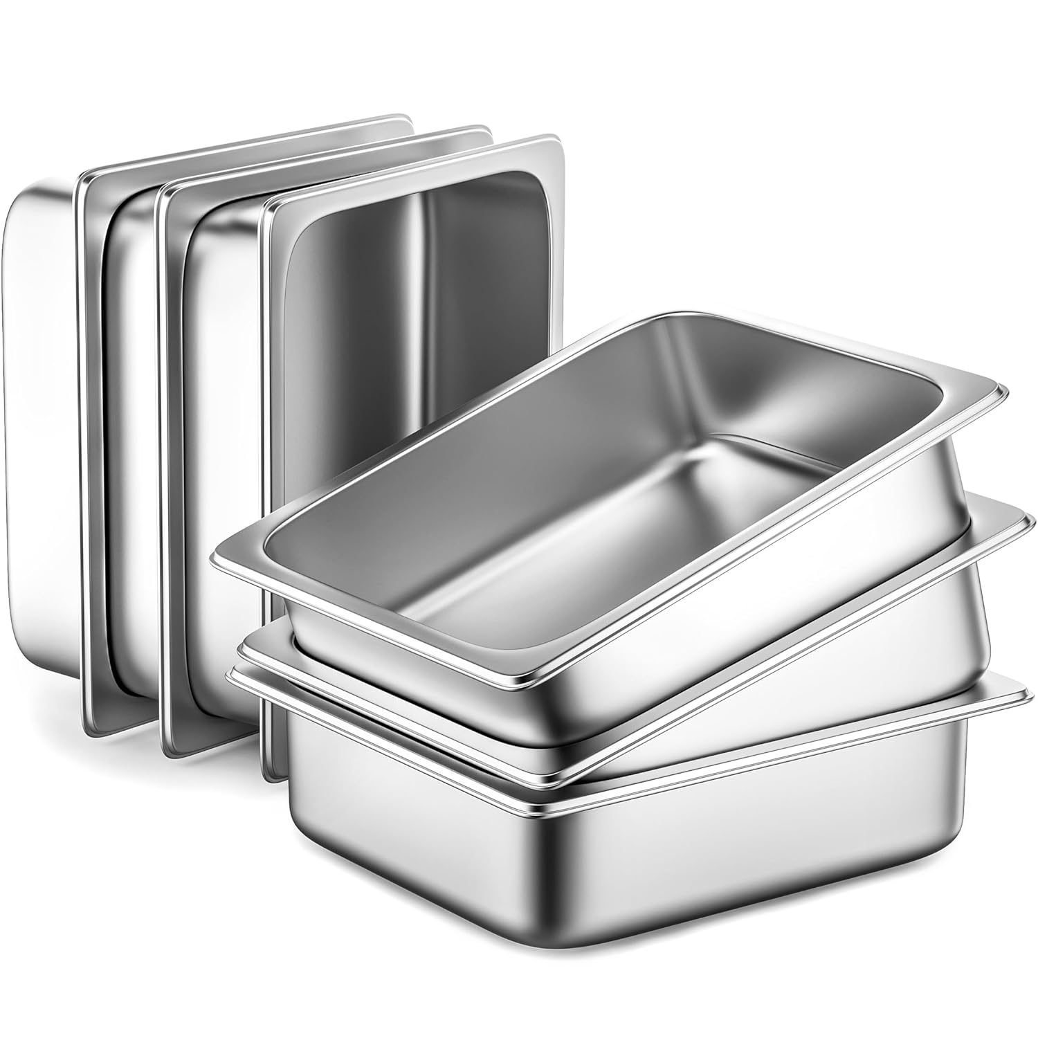 6 Pack Hotel Pans for Catering, Buffet, and Restaurant Use