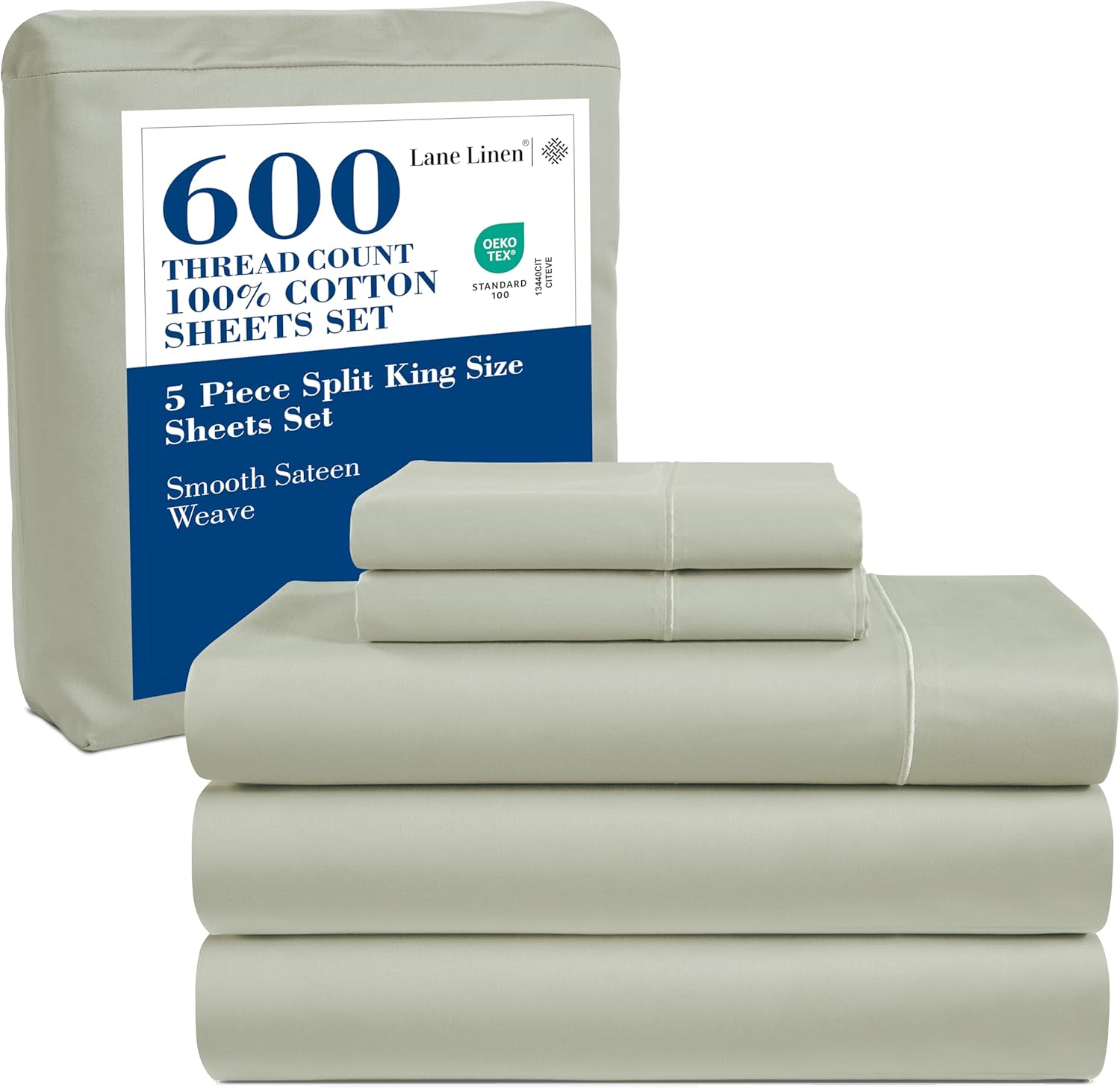 Luxury 600 TC Split King Sheets Set for Adjustable Beds