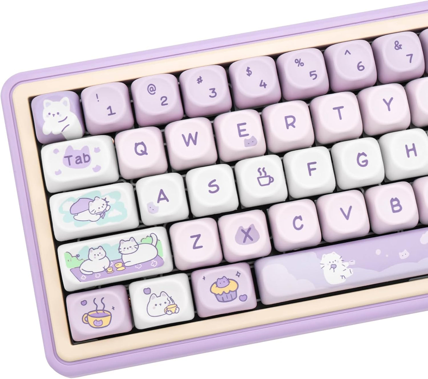 PBT Keycaps Set with Cute Cat Design for Mechanical Keyboards