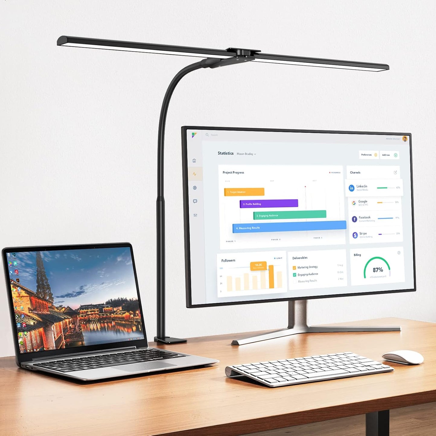 EppieBasic Double Head LED Desk Lamp - 1200LM Brightness