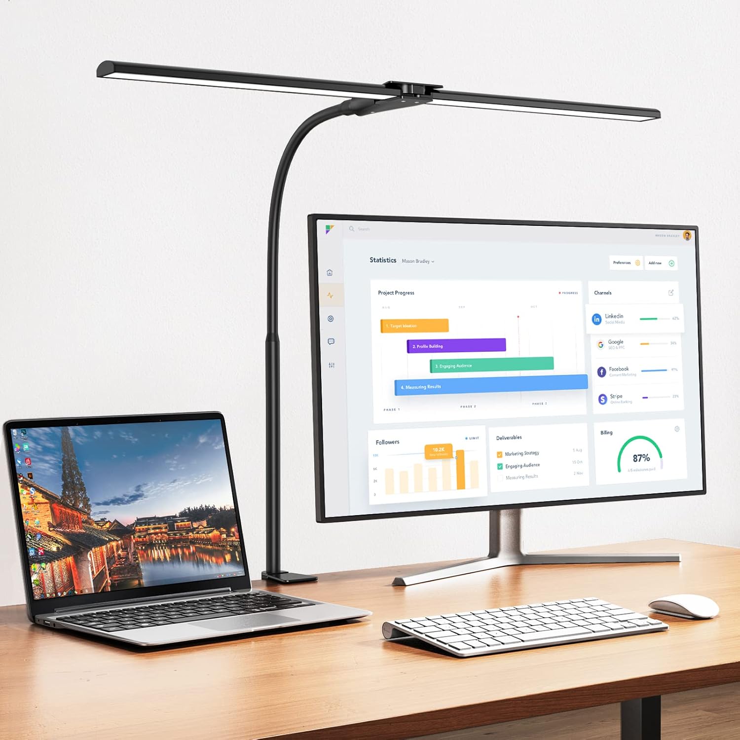 EppieBasic Double Head LED Desk Lamp - 1200LM Brightness