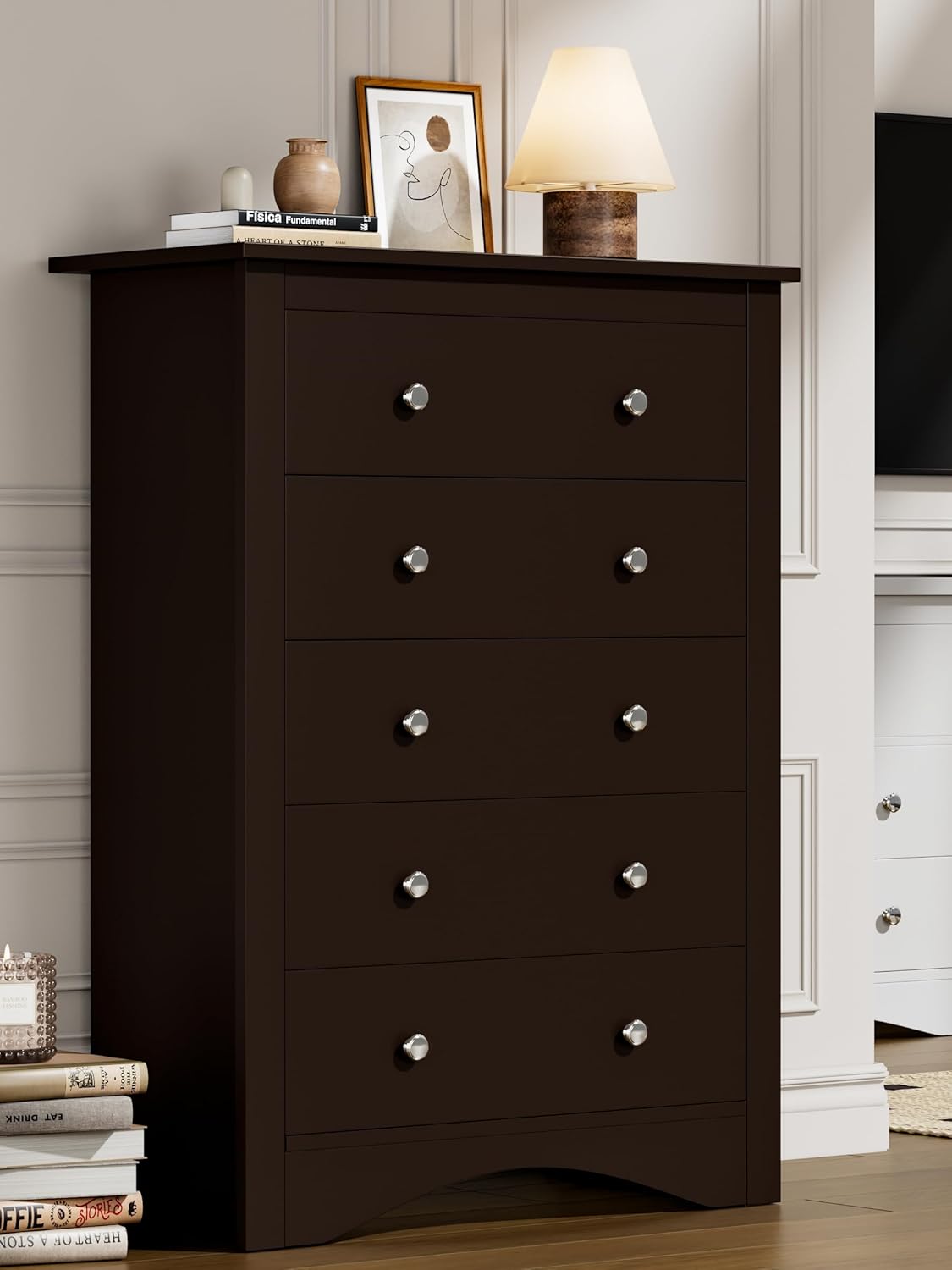 Flamaker Tall Dresser for Bedroom with 5 Spacious Drawers