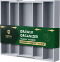 Bamboo Drawer Organizer (5 Slot, Gray) - Expandable Silverware Tray