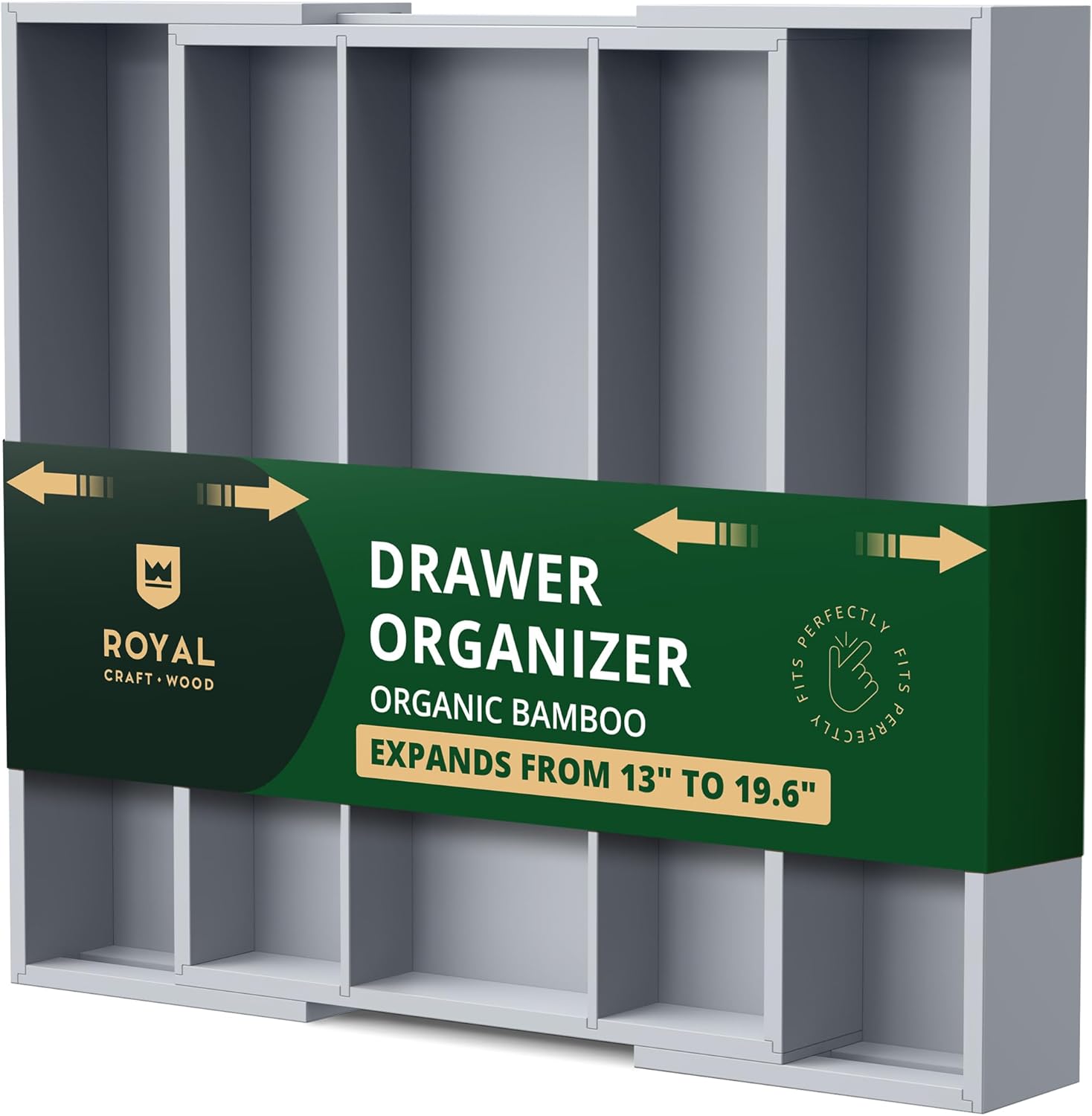 Luxury Bamboo Kitchen Drawer Organizer for Utensils and Cutlery