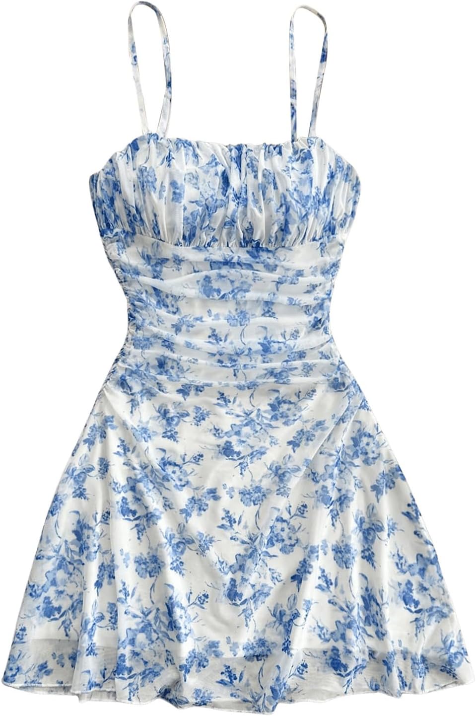 WDIRARA Women's Floral Print Ruched Cami Dress for Summer Fun