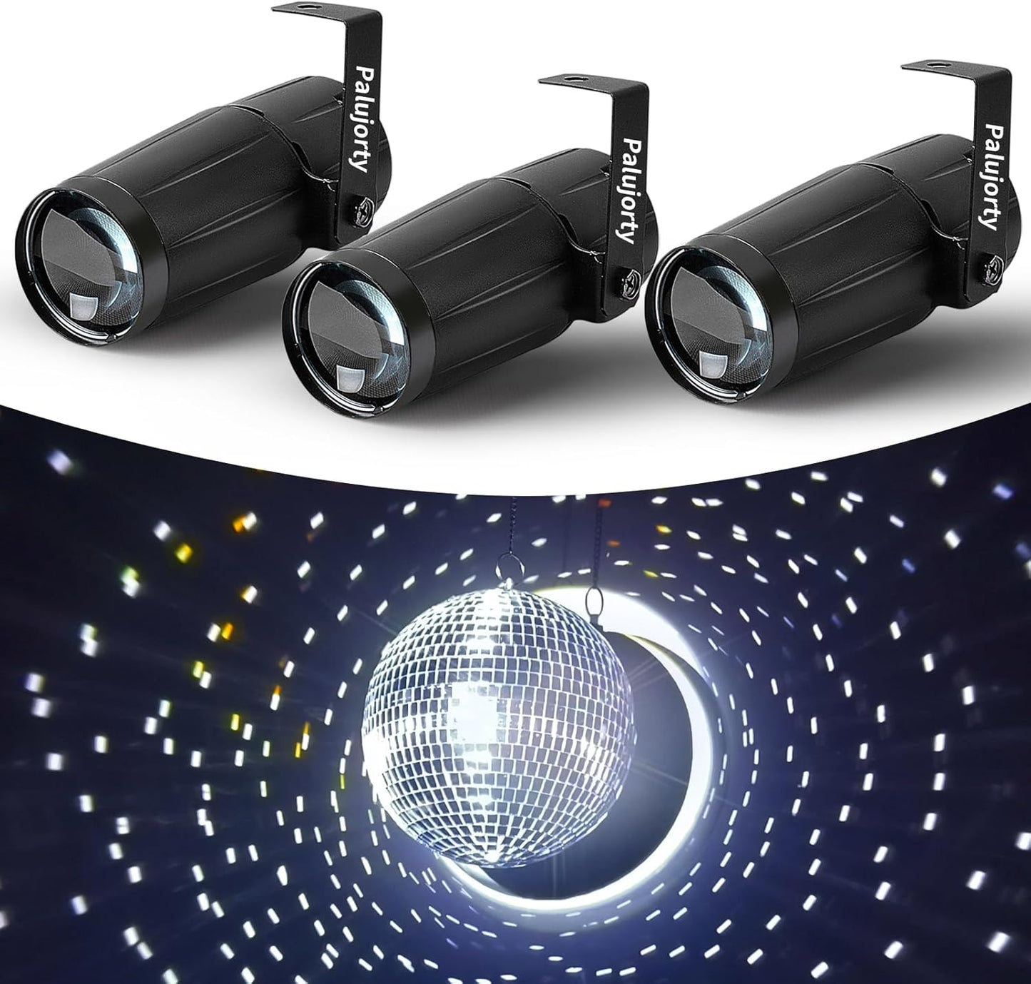 Pin Spot Light for Disco Ball 3 Pack - 10W White Mirror Ball