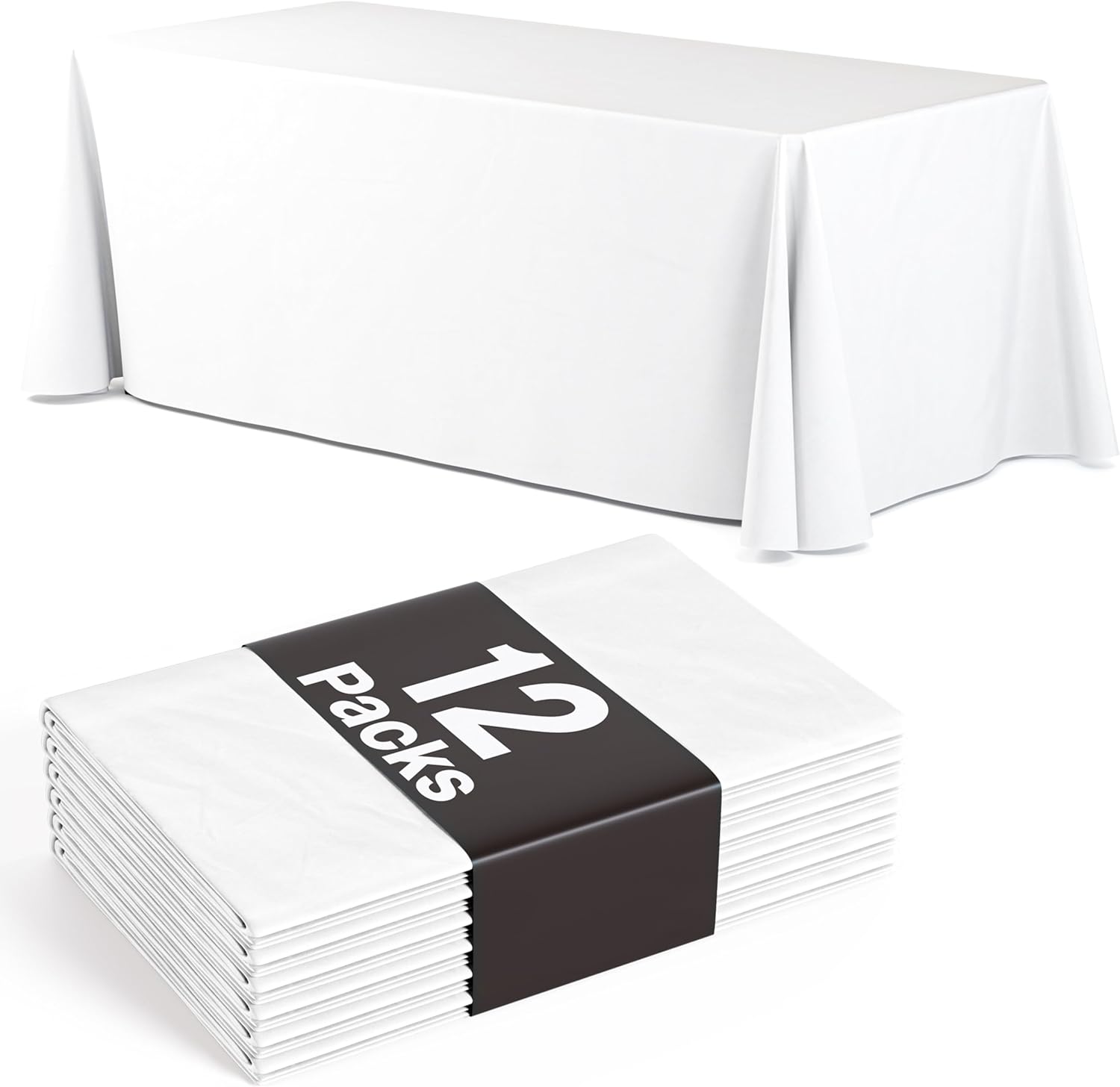 Elegant 12 Pack White Plastic Table Cloth for Any Occasion