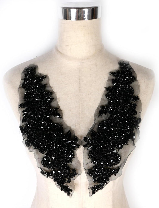Luxury Look Shiny Rhinestone Pair Applique Patch for Dress