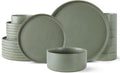 Reactive Glaze Green Ceramic Dinnerware Set for 8 - 24-Piece Stoneware