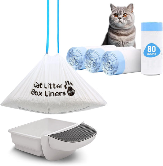 RARTOP Cat Litter Box Liners - 80 Heavy Duty Bags, 9-11 Gallon Capacity