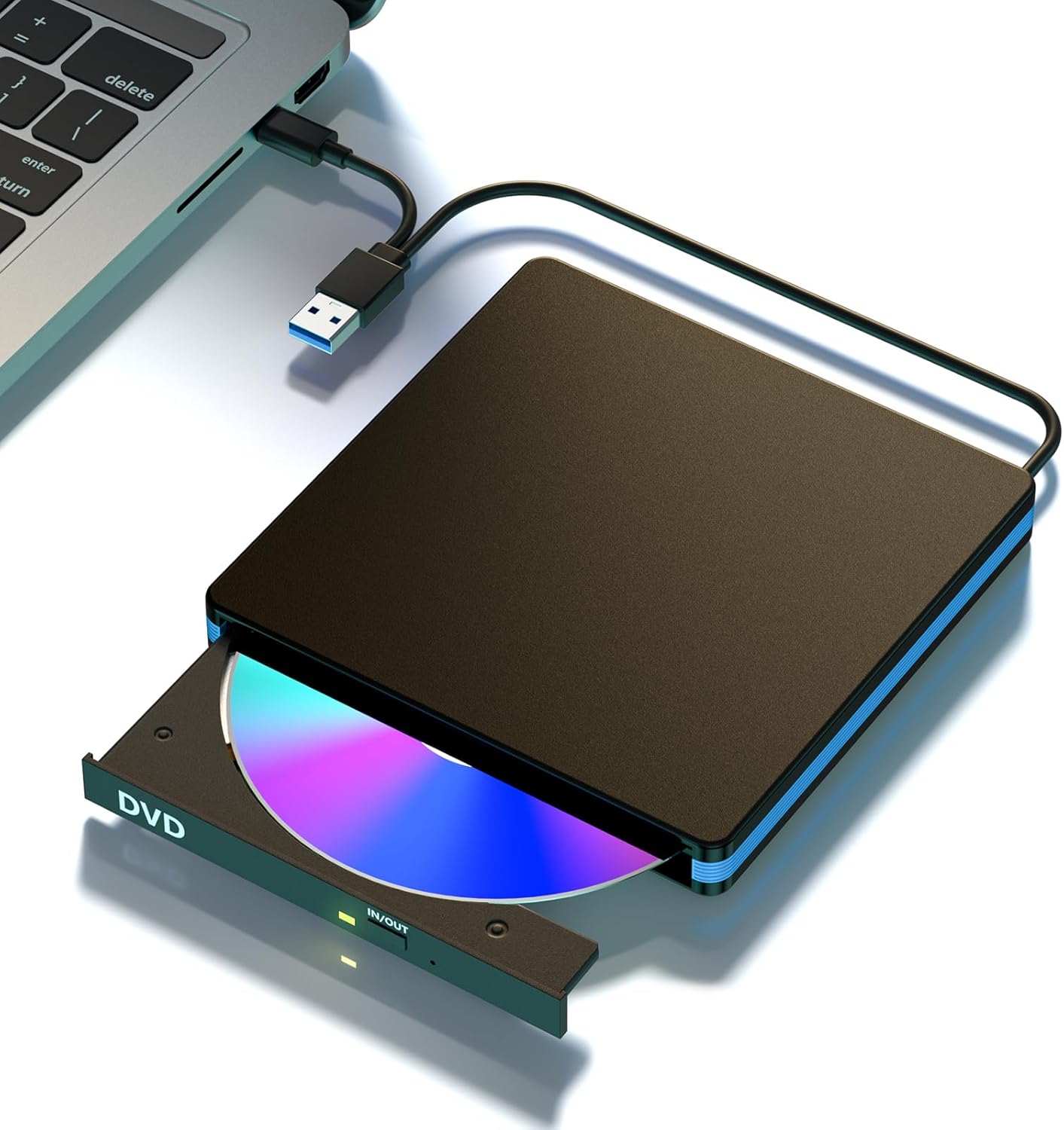Fast USB CD Drive for Any PC/Mac, Quiet Design