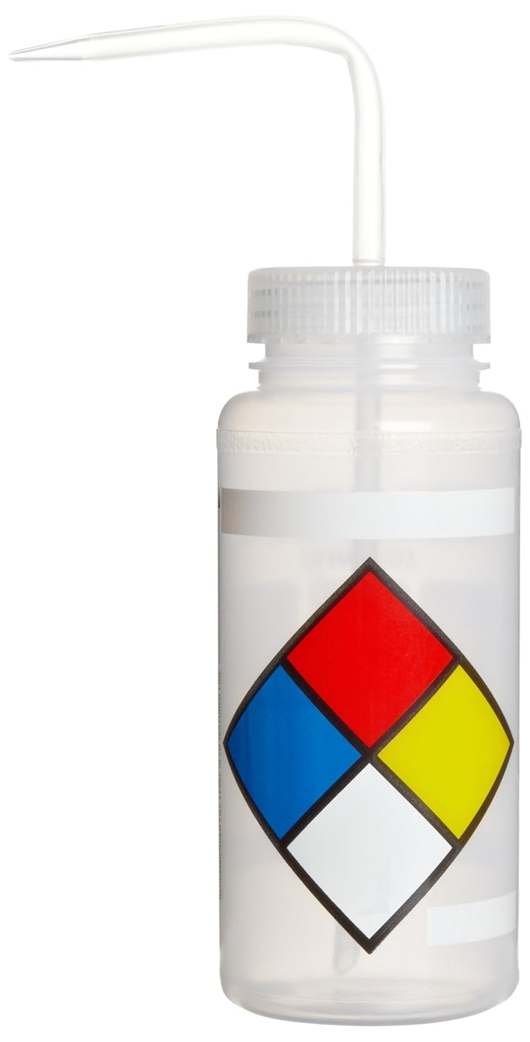 Safety-Labeled 4-Color Acetone Wash Bottles for Labs