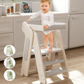 Toddler Tower Kitchen Stool Helper - Foldable Adjustable Height Safety