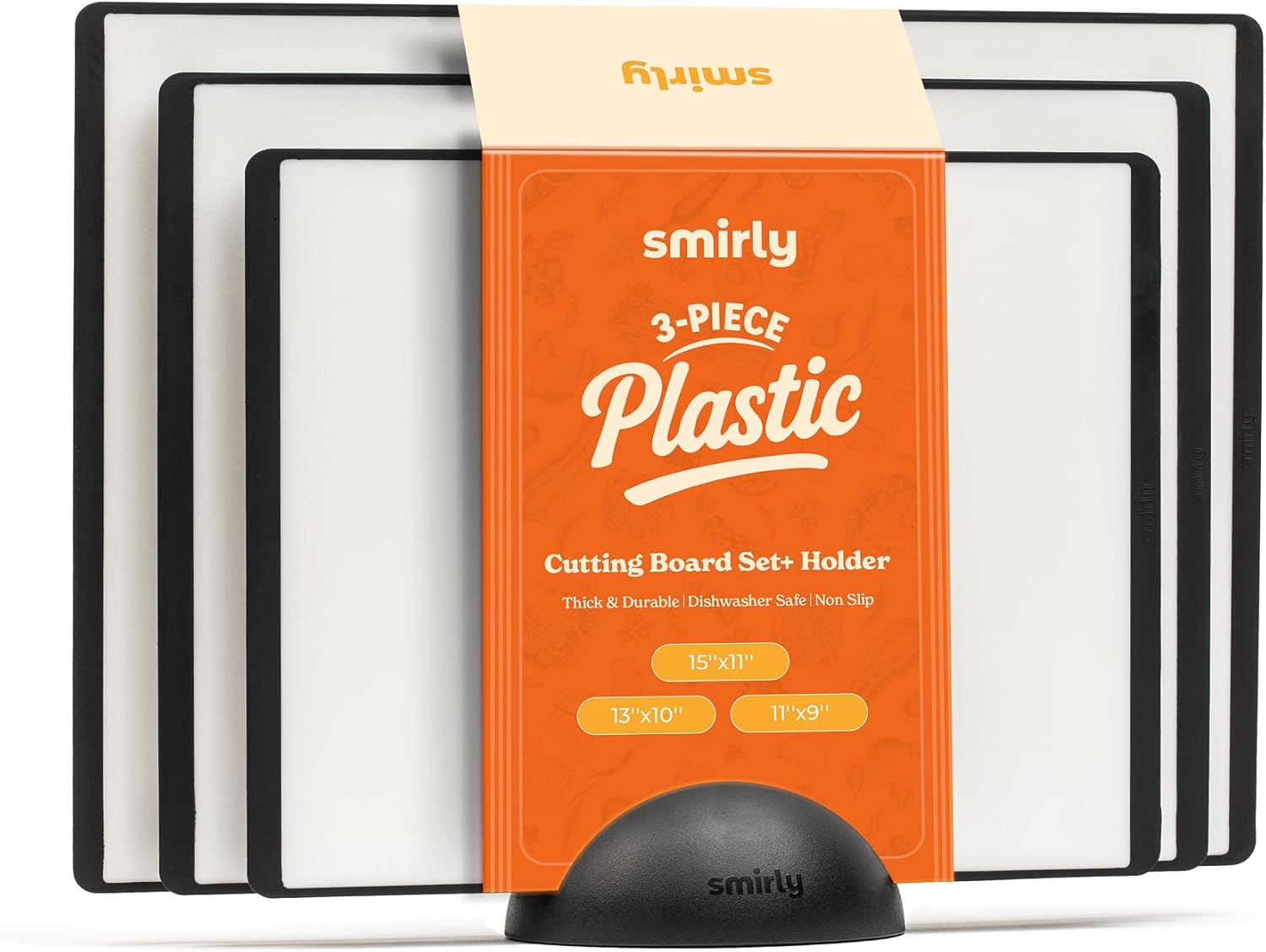 SMIRLY Plastic Cutting Board Set with Holder for Every Kitchen