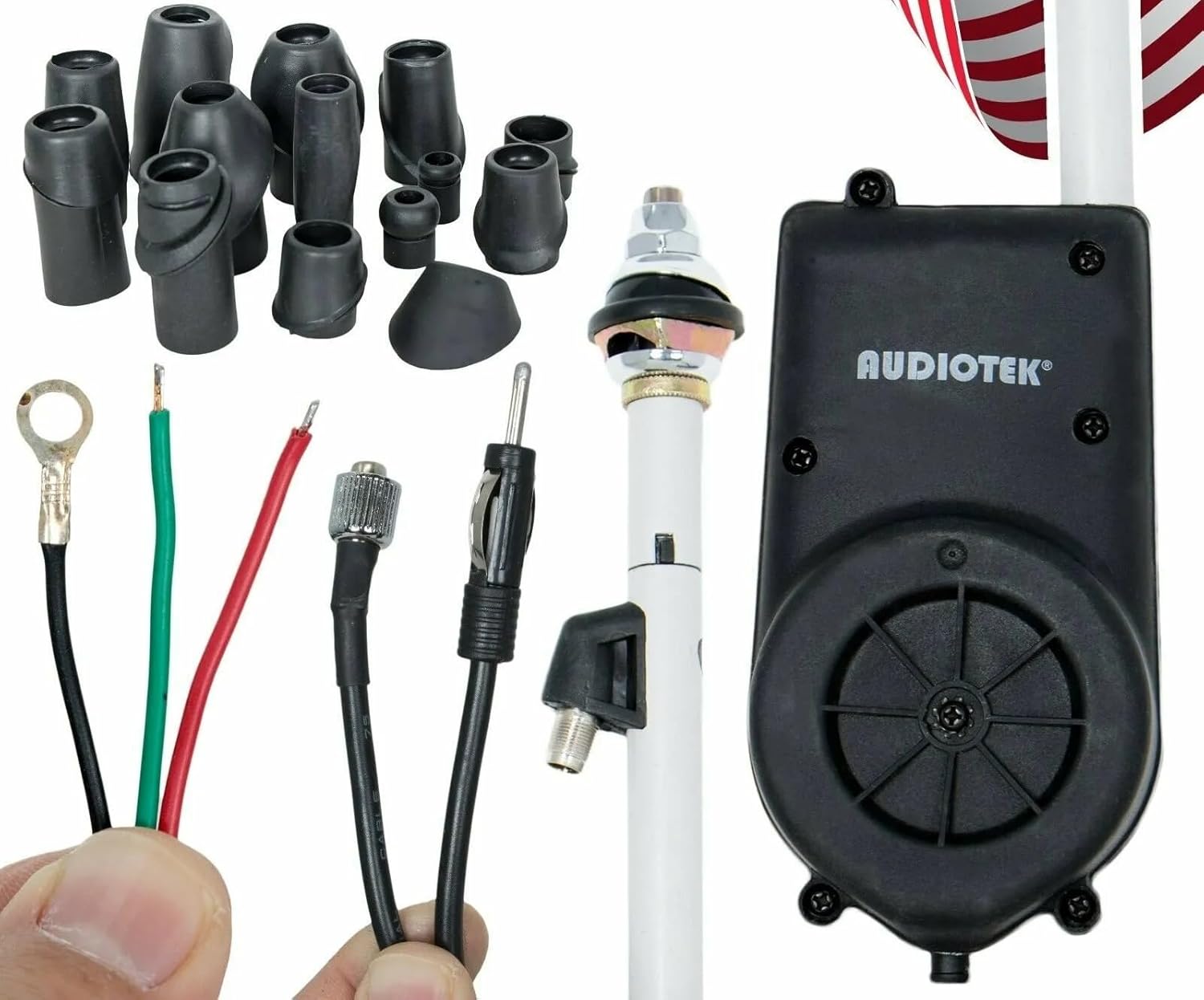 Audiotek Waterproof Universal Electric Power Antenna for Cars