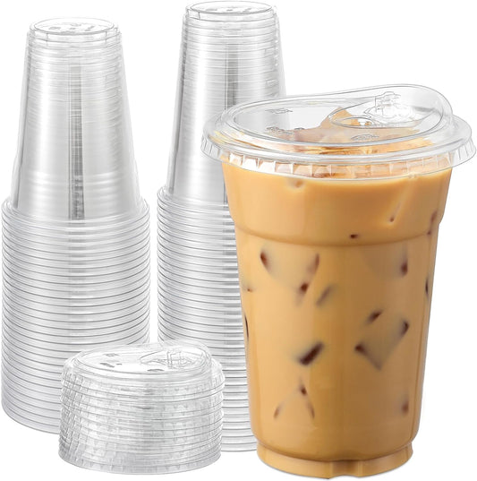 AOZITA 100 Set Clear Plastic Cups - Perfect for Cold Drinks