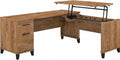Somerset 72W Sit-to-Stand L Desk in Fresh Walnut