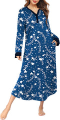 Ekouaer Womens Nightgown Long Loungewear V Neck Nightshirt it