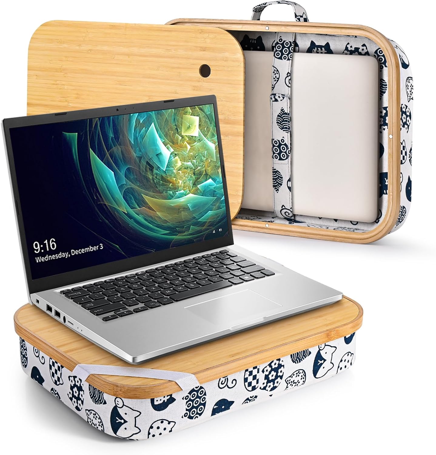 Mayjoy Bamboo Lap Desk with Storage for Work and Play