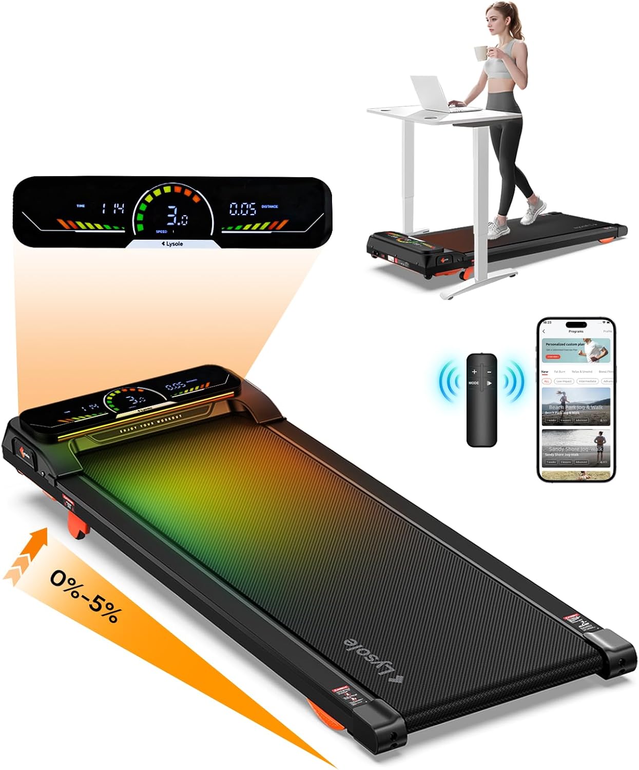 Walking Pad Treadmill with Incline for Home and Office Use