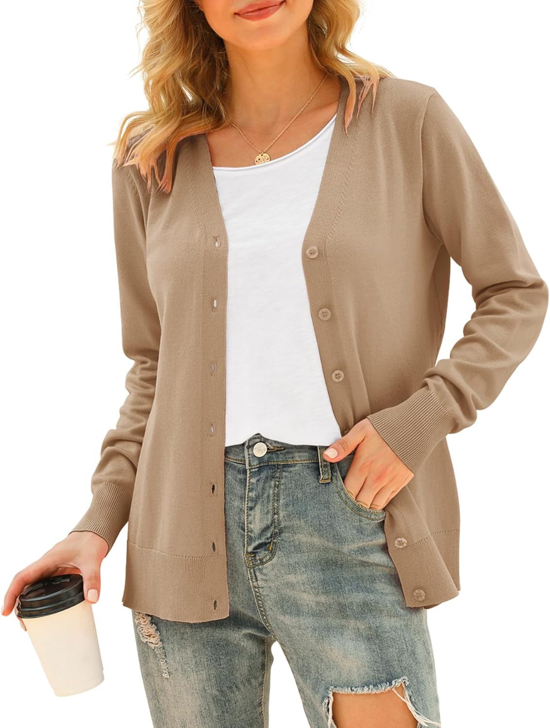 Stylish VIISHOW Women's V Neck Button Down Knit Cardigan Sweater