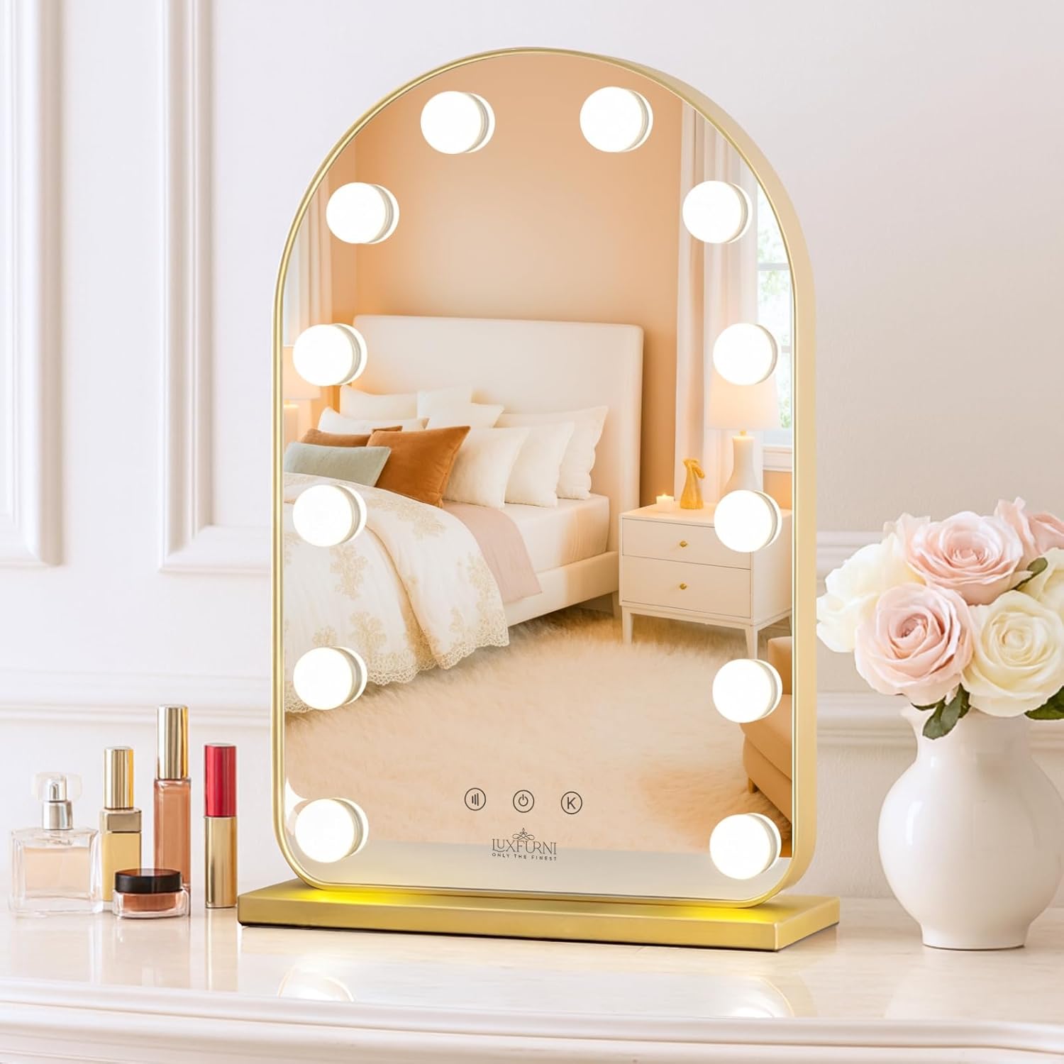 LUXFURNI Vanity Mirror with Lights for Flawless Makeup Looks