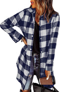 Color Block Plaid Shacket Jacket Womens Fall Clothes - Stylish