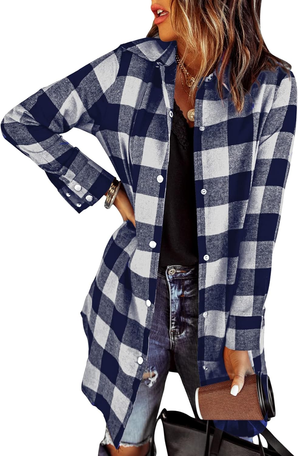EVALESS Color Block Plaid Shacket Jacket for Stylish Fall Looks