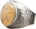 Natural Aventurine Men's Sterling Silver Ring - Hammered Statement