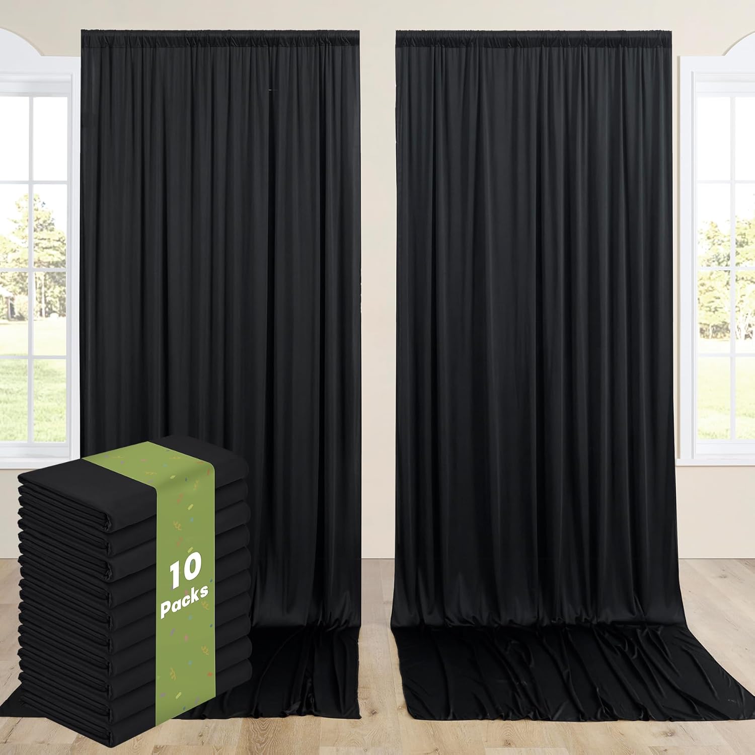 10 Panels 5x12ft Black Backdrop Curtains for Stunning Events