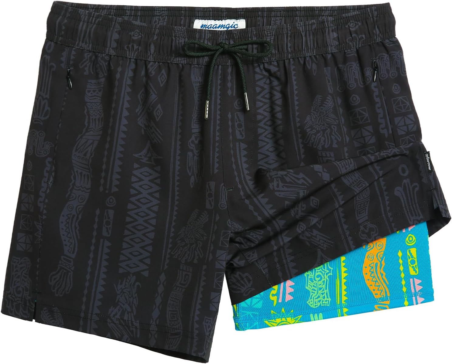 maamgic Mens Swim Trunks with Compression Liner for Comfort