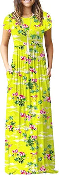 DEARCASE Maxi Dress for Women Short Sleeve Casual Summer Loose Maxi