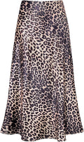 Satin High Waist A-Line Midi Skirt - Flattering Flared Silhouette Size