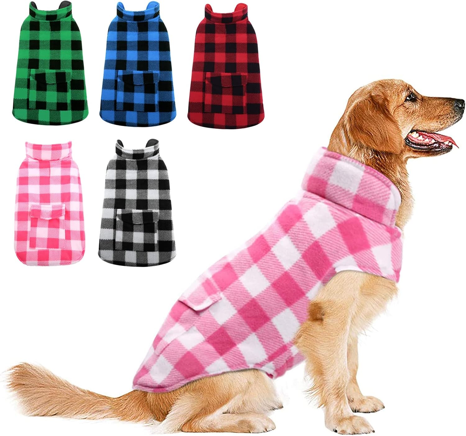 ASENKU Dog Winter Coat - Reversible Fleece Jacket for Dogs