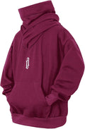 Fleece Hoodies for Men Cowl Neck Pullover - Warm Embroidered Style