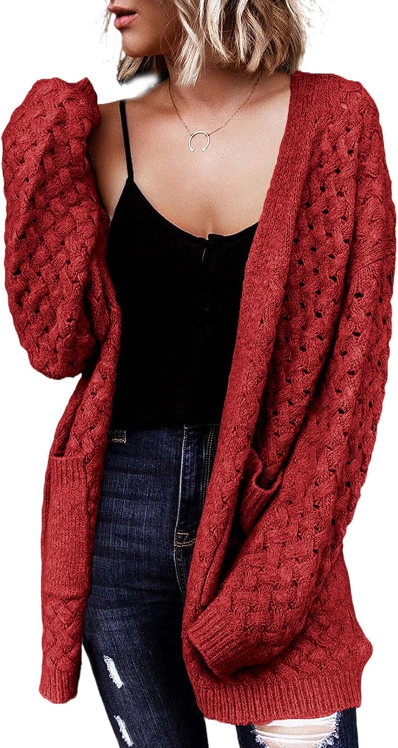 Dokotoo Women's Open Front Long Sleeve Chunky Cardigan Sweater
