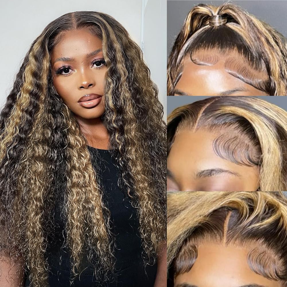 26 Inch Deep Wave Lace Front Wigs Human Hair for Women