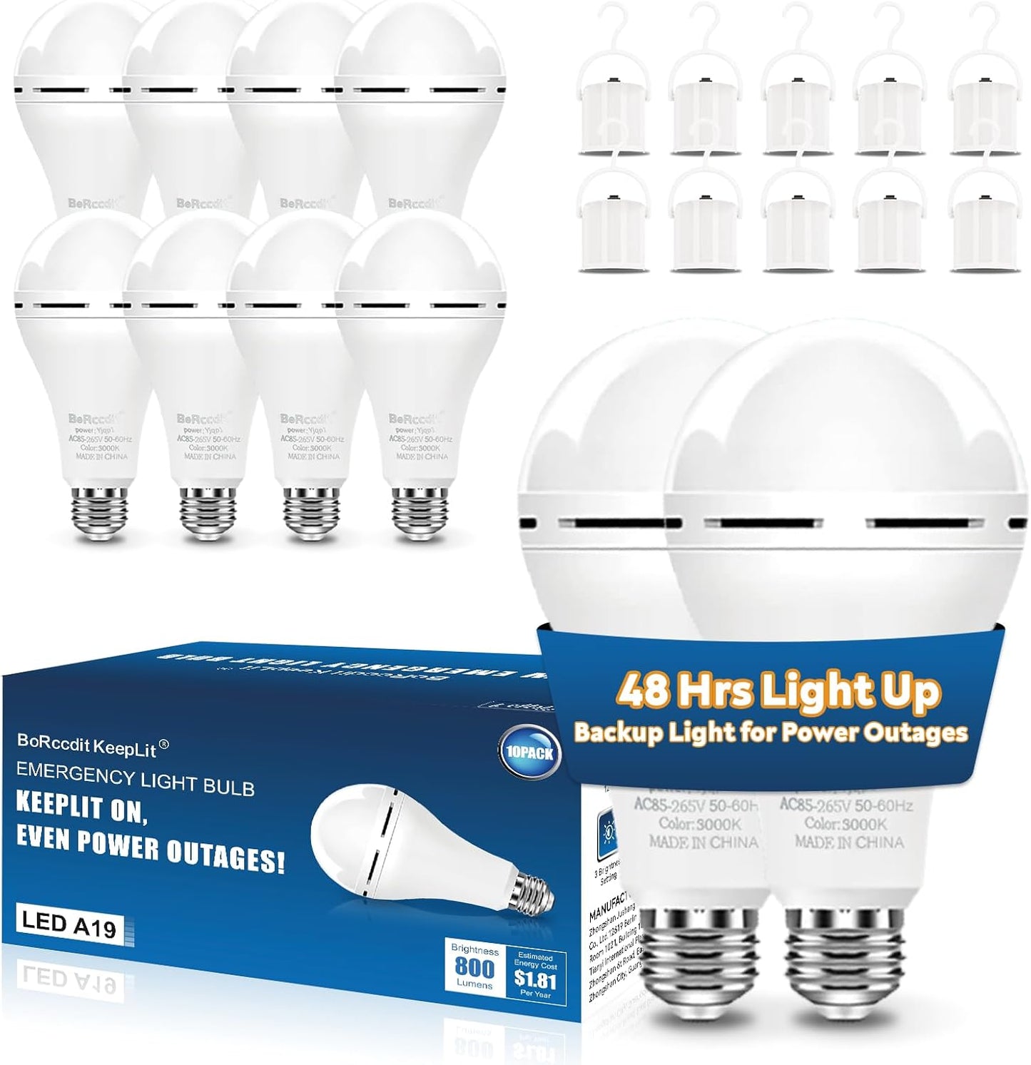 KeepLit Emergency Rechargeable Light Bulbs for Power Outages