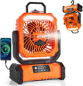 Orange Portable Misting Fan with Light - 30000mAh Rechargeable Camping