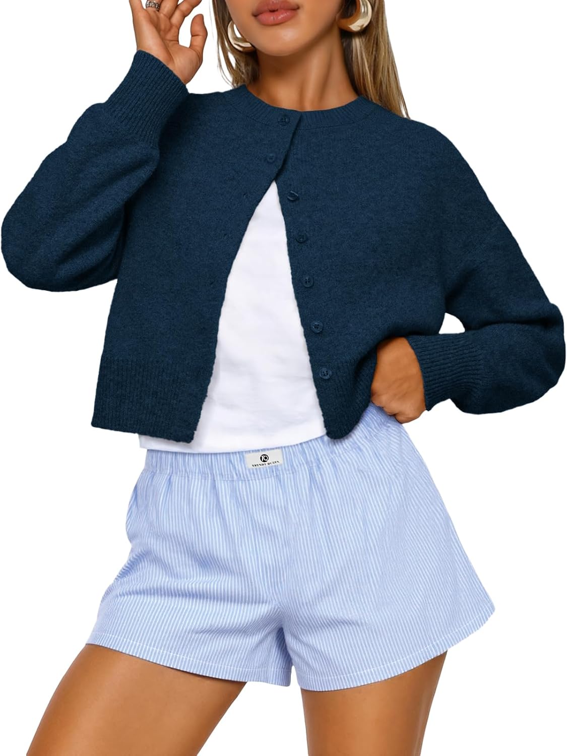 Trendy Queen Cropped Cardigan Sweaters for Women Fashion 2025