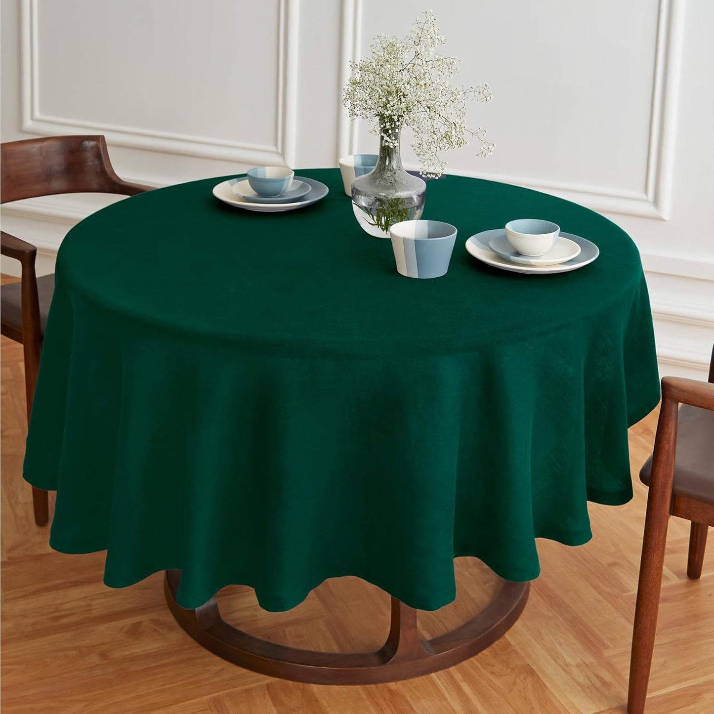 60 Inch Round Tablecloth in Pure Linen for Festive Occasions