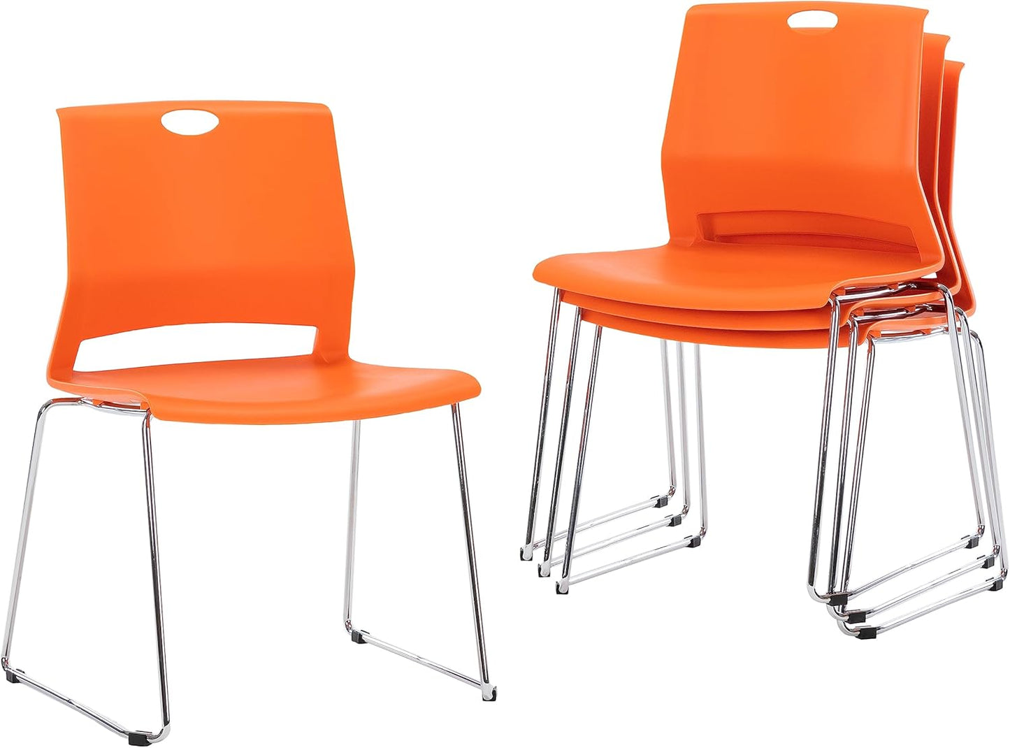 Sidanli Orange Stacking Chairs Set of 4 for Versatile Use
