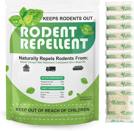 Mice Repellent Indoor with Extra-Strength Peppermint Oil Pouches
