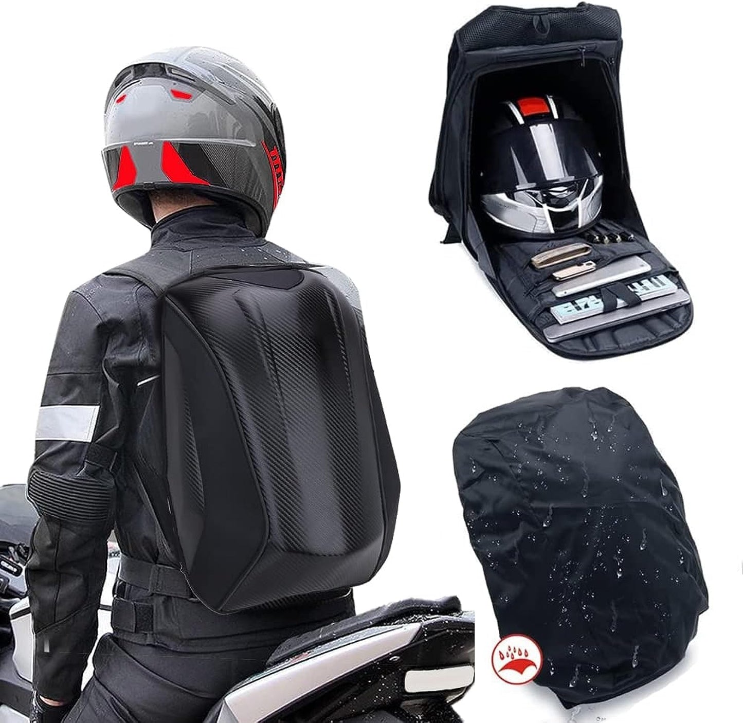 JFG RACING Motorcycle Backpack 30L: Waterproof Hardshell Storage