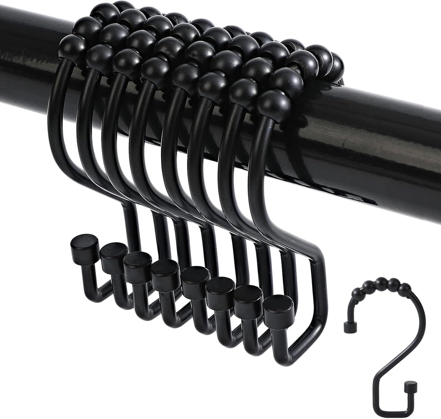 Rustproof S-Shaped Shower Hooks - 12pcs Black