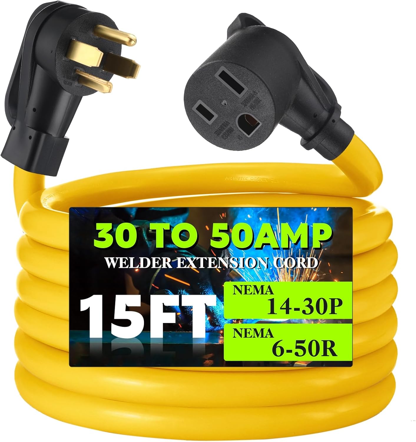 15FT 30Amp to 50Amp Welder Adapter Cord for Seamless Connections