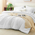 CozyLux Full Comforter Set White 7 Piece Bed in a Bag - All Season