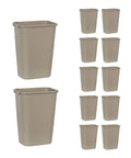 Deskside Wastebasket 10.25-Gallon Beige - Space-Saving Office Bin