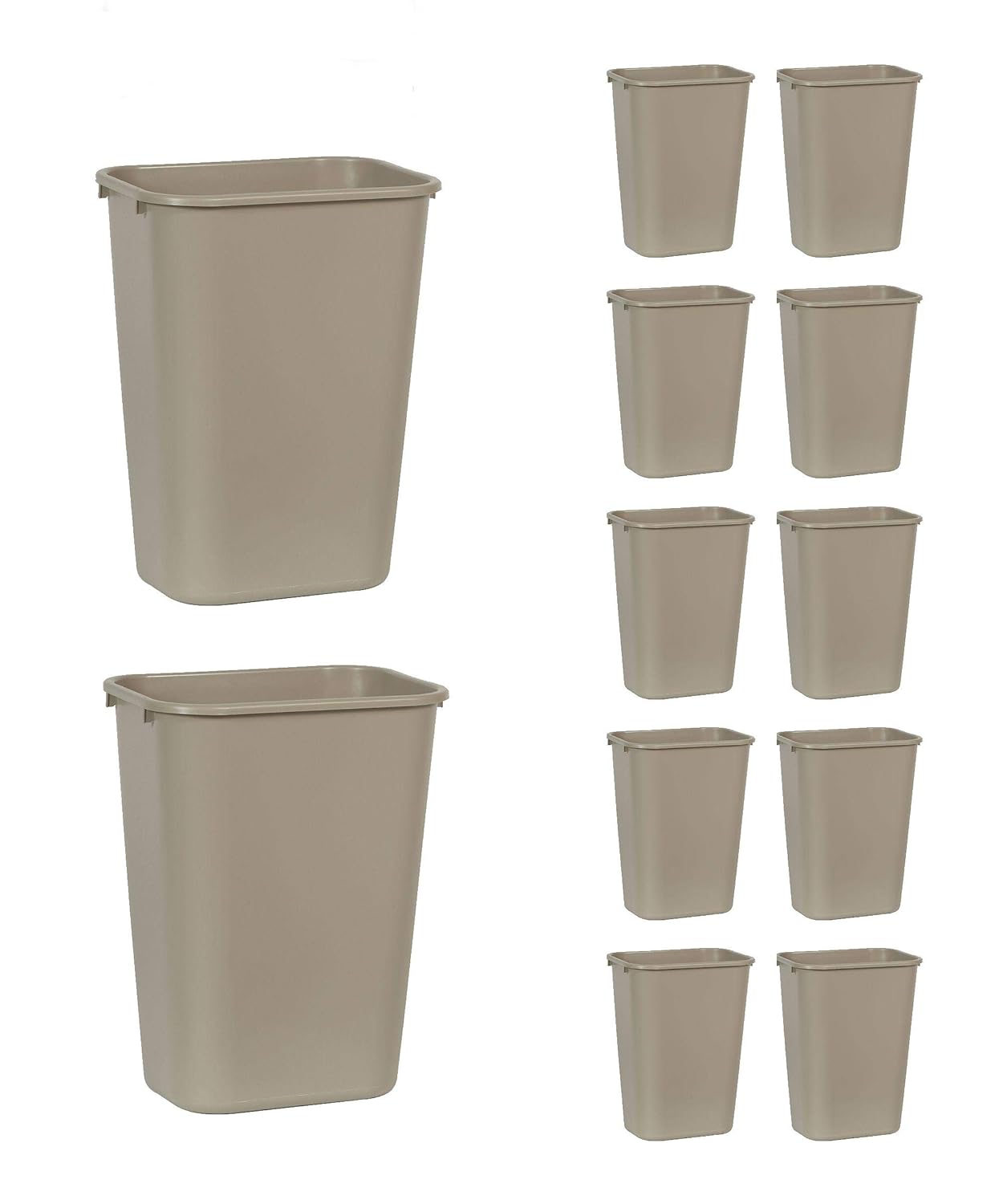 Rubbermaid Commercial 10.25-Gallon Beige Wastebasket for Home/Office
