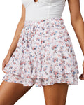 Flowy Shorts for Women Casual Boho Floral Skorts - Ruffle Chiffon